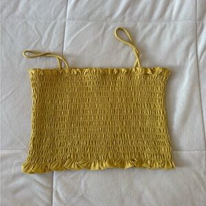 Smocked Ruffle Camisole Tank Top - Yellow